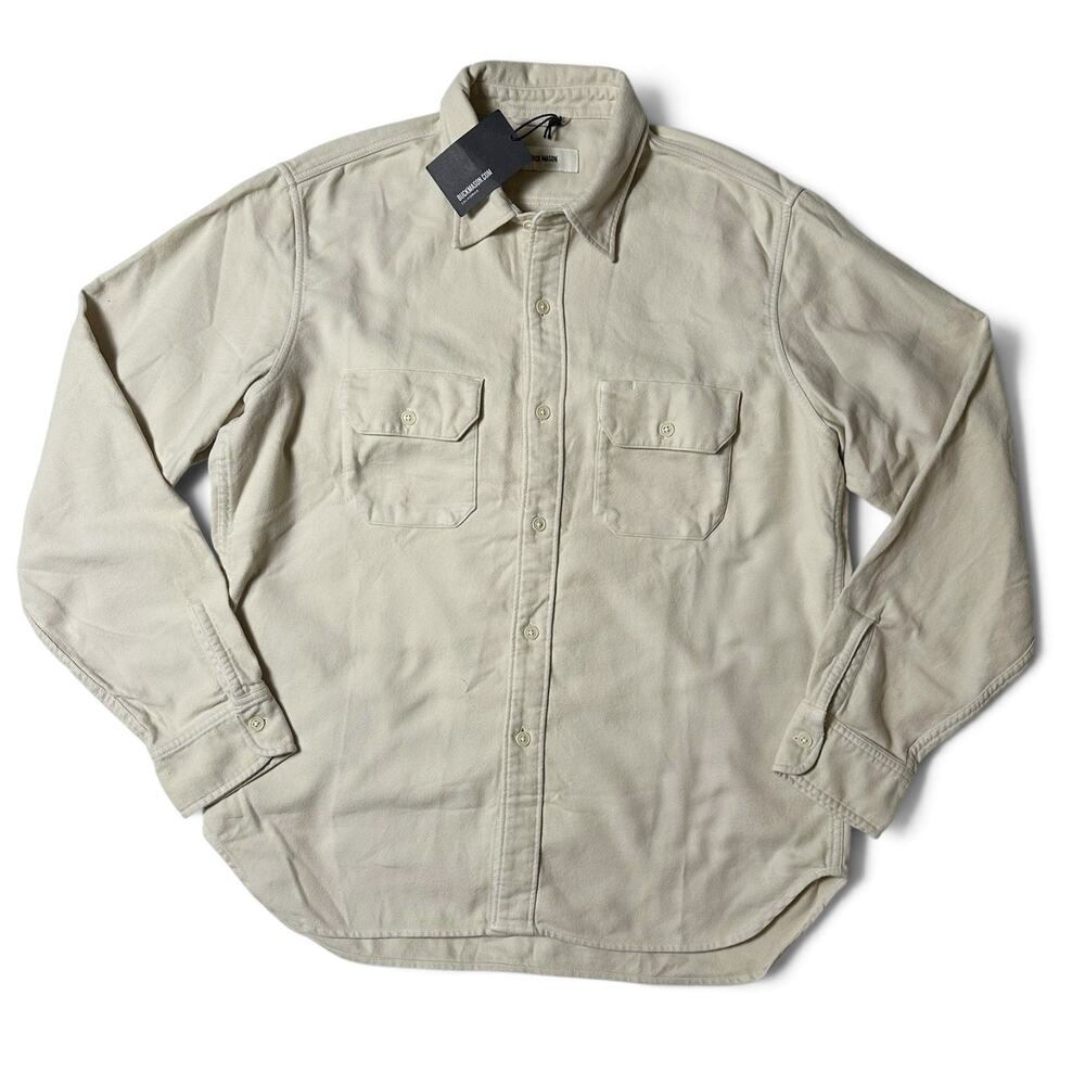 Buck Mason Brushed Flannel Two Pocket Work Shirt Mens Size L Pumice Cotton NWT